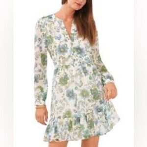 Vince Camuto Floral Long Sleeve Mini Dress, Size XL